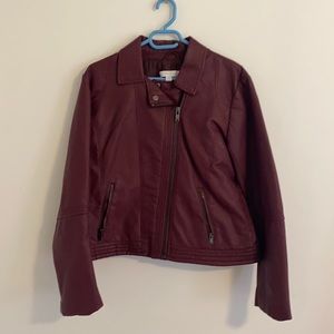 Purple New York and company faux leather coat